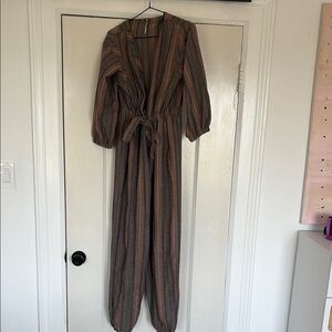 Free People Brown and Green Jumpsuit Relaxed Fit